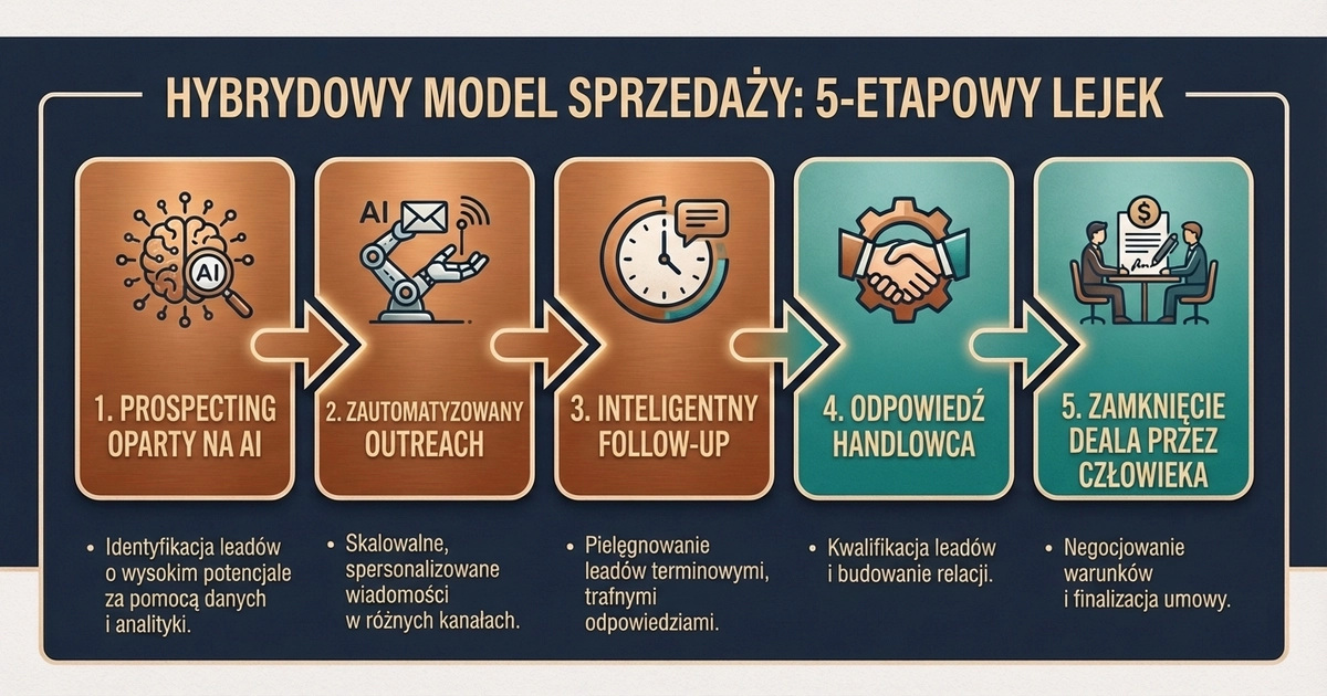 Model hybrydowy cold email — AI robi prospecting, człowiek zamyka deal