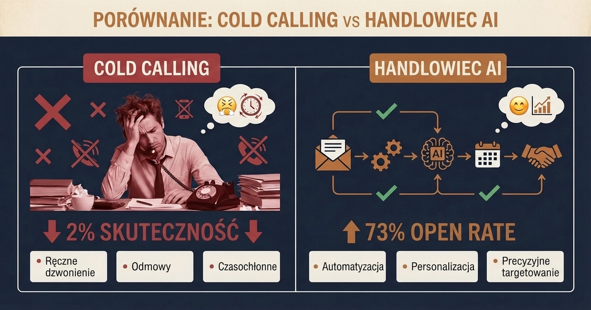 Porównanie cold calling vs handlowiec AI — kontakty, skuteczność, koszt