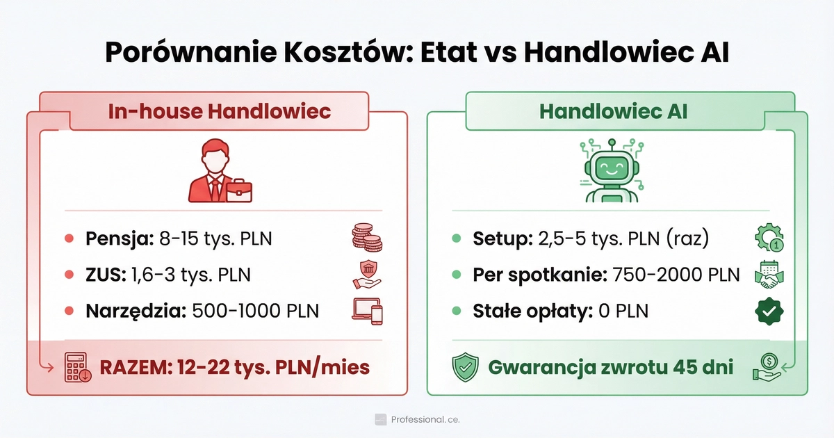 Porównanie kosztów: in-house handlowiec vs handlowiec AI w Polsce
