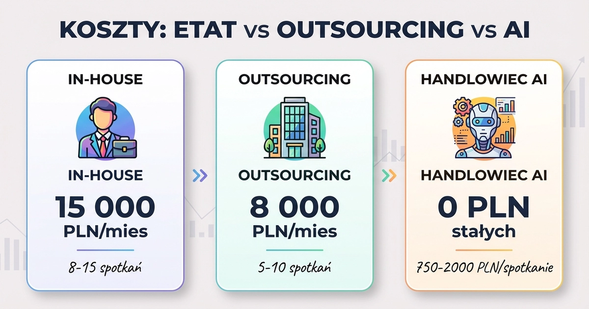 Porównanie kosztów modeli sprzedaży B2B - in-house vs outsourcing vs handlowiec AI